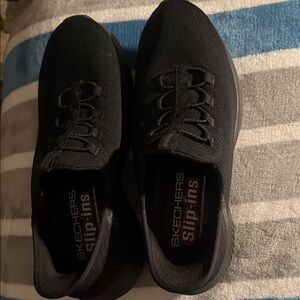 Skechers Black Slip-On Knit Loafers